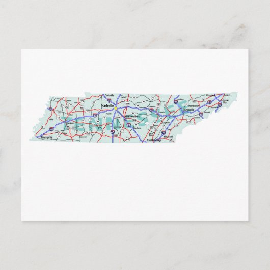 Tennessee Interstate Map Briefkaart (Voorkant)