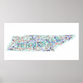 Tennessee Interstate Map Print (Voorkant)