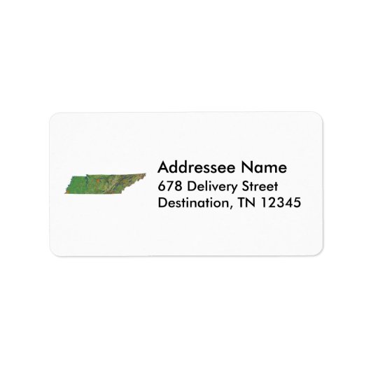 Tennessee Kaart Adres Label (Voorkant)