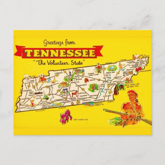 Tennessee kaart ansichtkaart (Voorkant)