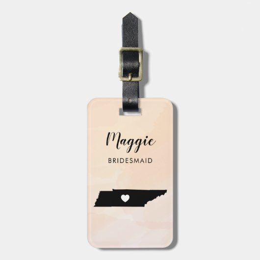 Tennessee kaart bagagelabel, bruiloftsgeschenk wel bagagelabel (Voorkant verticaal)