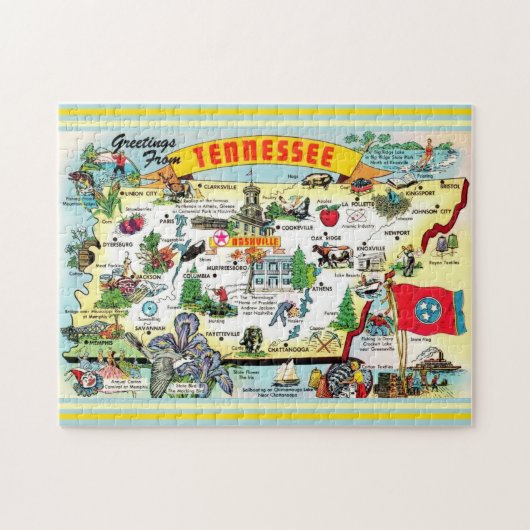  Tennessee Kaart Briefkaart Jigsaw Puzzel (Horizontaal)