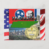 Tennessee-kaart, vlag, staatszegel en Afbeelding Briefkaart (Voorkant)