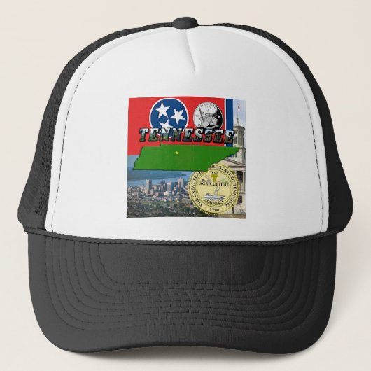 Tennessee-kaart, vlag, staatszegel en Afbeelding Trucker Pet (Voorkant)