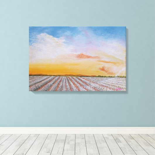 Tennessee Katoenveld Canvasprint Canvas Afdruk (Insitu (Houten vloer))