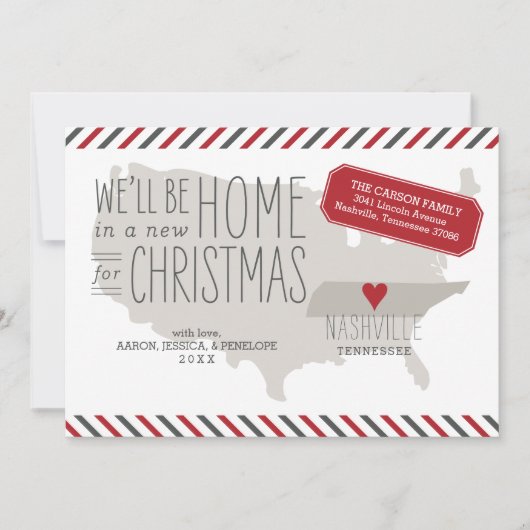 Tennessee Kerstmis Bewegende Aankondigingsvakantie Feestdagenkaart (Voorkant)