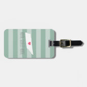 Tennessee Map Home State Love met Custom Heart Bagagelabel (Voorkant horizontaal)
