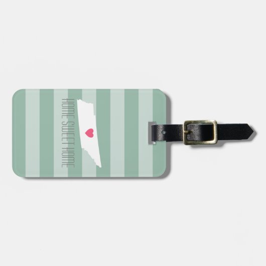 Tennessee Map Home State Love met Custom Heart Bagagelabel (Voorkant horizontaal)