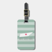 Tennessee Map Home State Love met Custom Heart Bagagelabel (Voorkant verticaal)