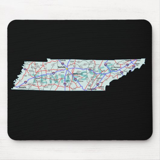 Tennessee Map Mousepad Muismat (Voorkant)