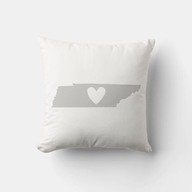 Tennessee Map Shape Love Grey Tennessean Heart Kussen (Voorkant)