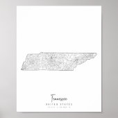 Tennessee Minimal Street Map Poster (Voorkant)