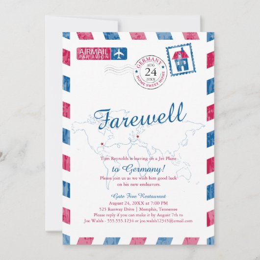 Tennessee naar Duitsland Airmail Verhuizen Kaart (Voorkant)