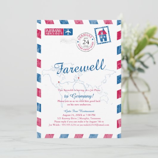 Tennessee naar Duitsland Airmail Verhuizen Kaart (Staand voorkant)