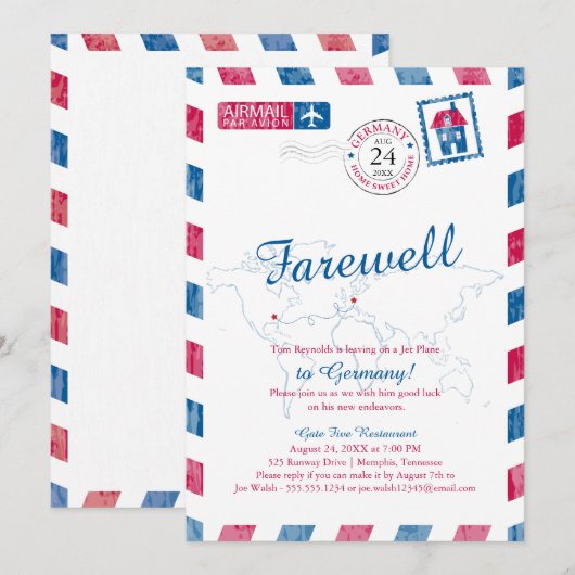 Tennessee naar Duitsland Airmail Verhuizen Kaart (Voorkant / Achterkant)