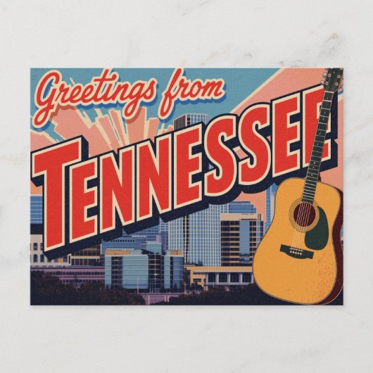 Tennessee Nashville Guitar Skyline Briefkaart (Voorkant)