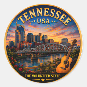 Tennessee Nashville Vakantieherinneringen 🟡 Ronde Sticker