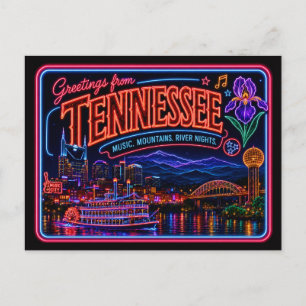 Tennessee Neon Staat Retro Vintage Briefkaart