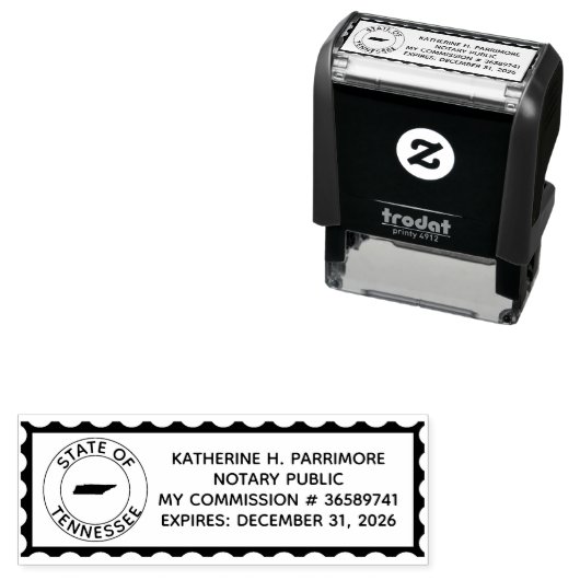 Tennessee Notaris Openbare Zelfinkt Rubber Stamp Zelfinktende Stempel (In situ)