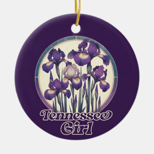 Tennessee Paarse Iris Flower Art Keramisch Ornament (Voorkant)