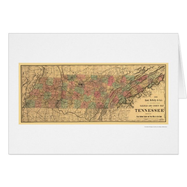 Tennessee Railroad & Post Kantoor Map 1888 (Voorkant Horizontaal)