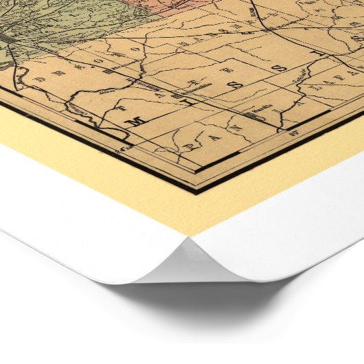 Tennessee Railroad & Post Kantoor Map 1888 Poster (Hoek)