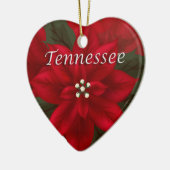 Tennessee Red Poinsettia Heart Ornament (Links)