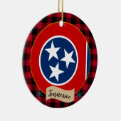 Tennessee, Rode buffalo-pleister en Tennessee-vlag Keramisch Ornament (Rechts)