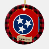 Tennessee, Rode buffalo-pleister en Tennessee-vlag Keramisch Ornament (Voorkant)