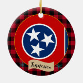 Tennessee, Rode buffalo-pleister en Tennessee-vlag Keramisch Ornament (Achterkant)