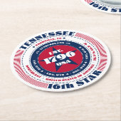 Tennessee rood wit blauw typografie ronde kartonnen onderzetter (Gebogen)