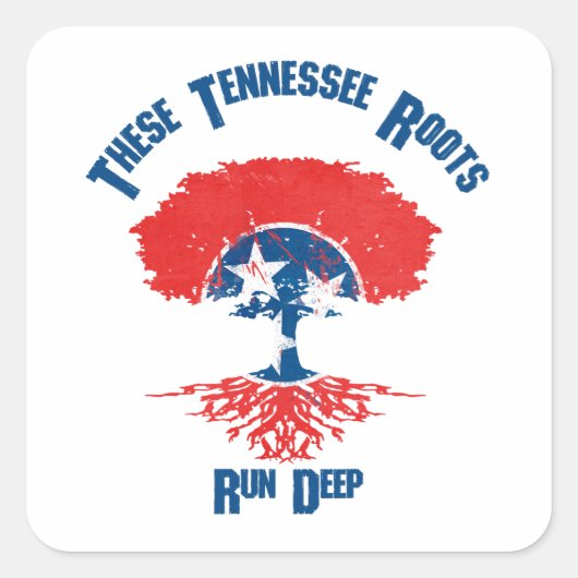 Tennessee Roots Flag Tree Vierkante Sticker (Voorkant)