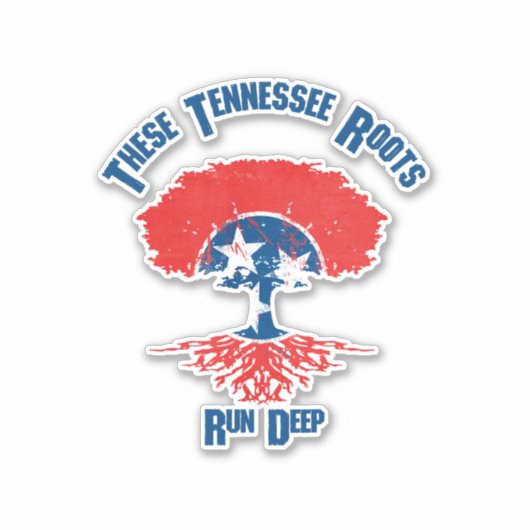 Tennessee Roots Flag Tree Vinyl Decal Sticker (Voorkant)