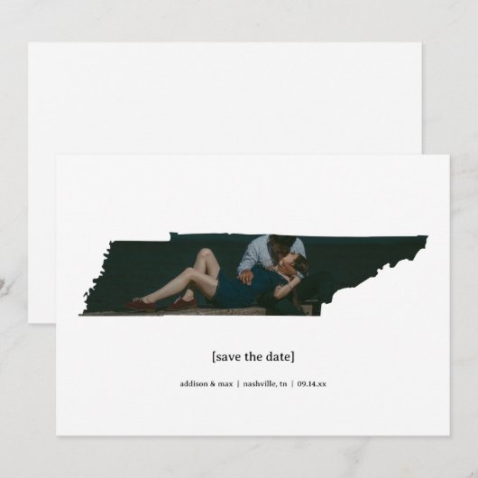 Tennessee Sla de datum fotokaart op Save The Date (Voorkant / Achterkant)