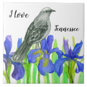 Tennessee Souvenir Gele Vogel Blauwe Iris Tegeltje (Voorkant)