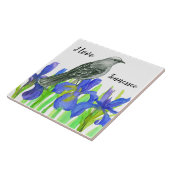 Tennessee Souvenir Gele Vogel Blauwe Iris Tegeltje (Zijkant)
