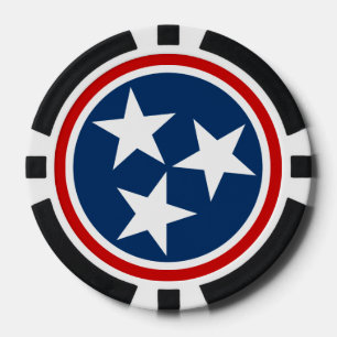 Tennessee Staatsvlag Blauw Witte Sterren Poker Chips