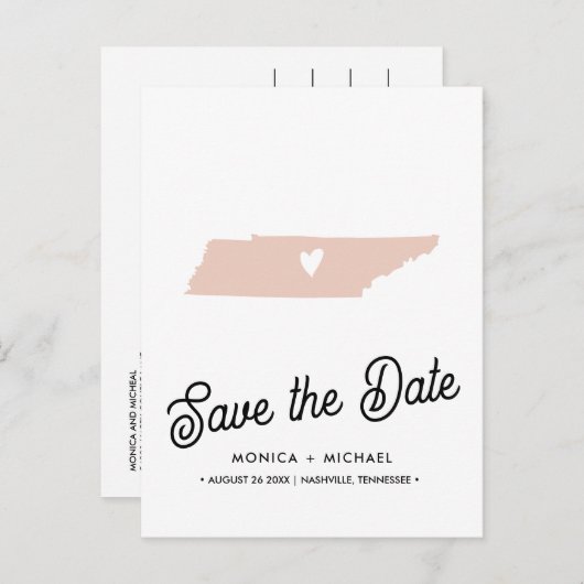 TENNESSEE State Destination Weddenschap IEDERE KLE Aankondigingskaart (Voorkant / Achterkant)