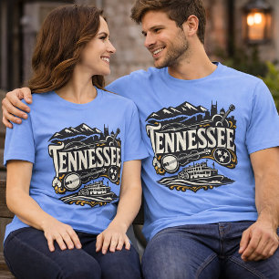Tennessee State Erfgoed Smoky Mountains Muziek Kun T-shirt