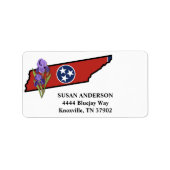 Tennessee State Flag and Flower Paars Iris Etiket (Voorkant)