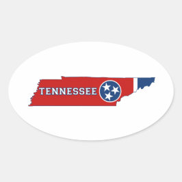 Tennessee State Flag and Map Ovale Sticker