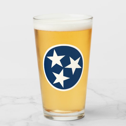 Tennessee State Flag Blue White Stars Glas (Voorkant gevuld)