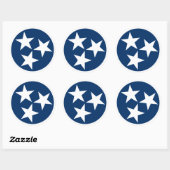 Tennessee State Flag Blue White Stars Ronde Sticker (Vel)