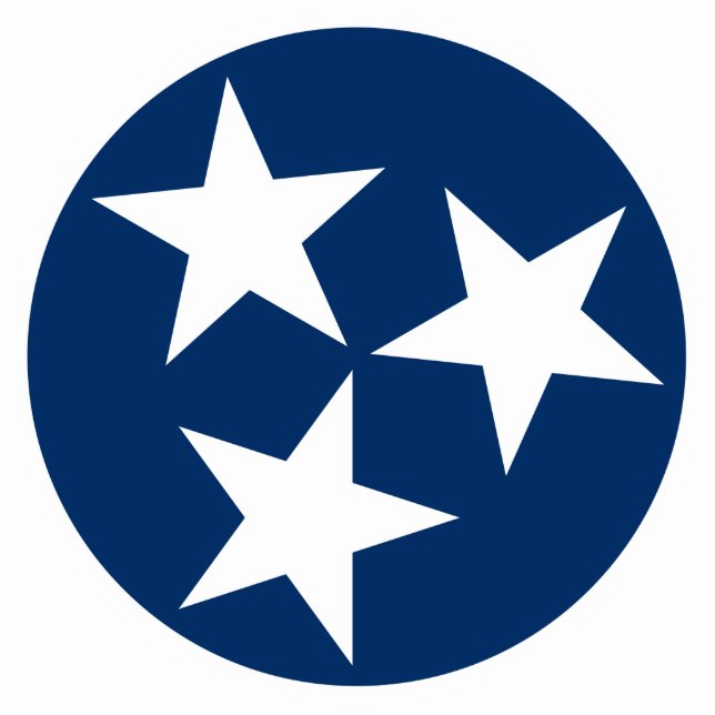 Tennessee State Flag Blue White Stars Staand Fotobeeldje (Voorkant)