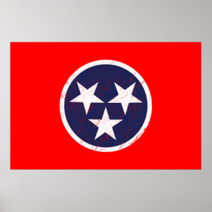Tennessee State Flag Grunge Nashville Love Poster