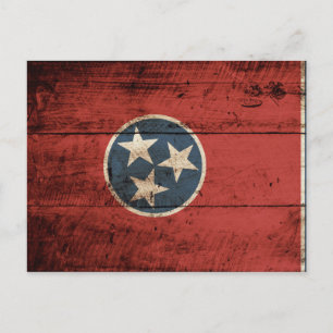 Tennessee State Flag op Old Wood Grain Briefkaart