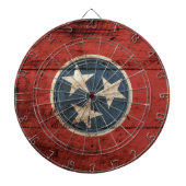 Tennessee State Flag op Old Wood Grain Dartbord (Voorkant)