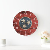 Tennessee State Flag op Old Wood Grain Grote Klok (Huis)