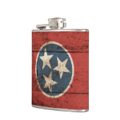 Tennessee State Flag op Old Wood Grain Heupfles (Links)