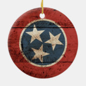 Tennessee State Flag op Old Wood Grain Keramisch Ornament (Achterkant)
